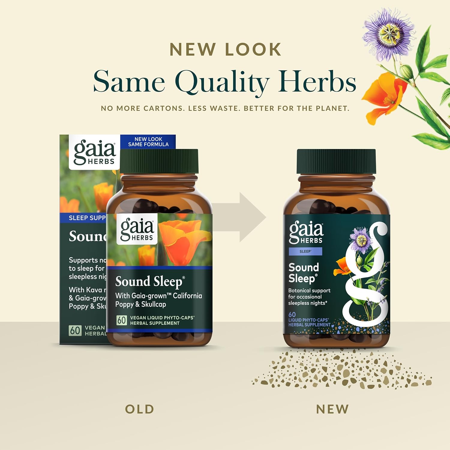 Gaia Herbs Sound Sleep - Natural Sleep Support to Promote Calm & Relaxation - with Valerian Root, Passionflower & More - 60 Vegan Liquid Phyto-Capsules (20-Day Supply)