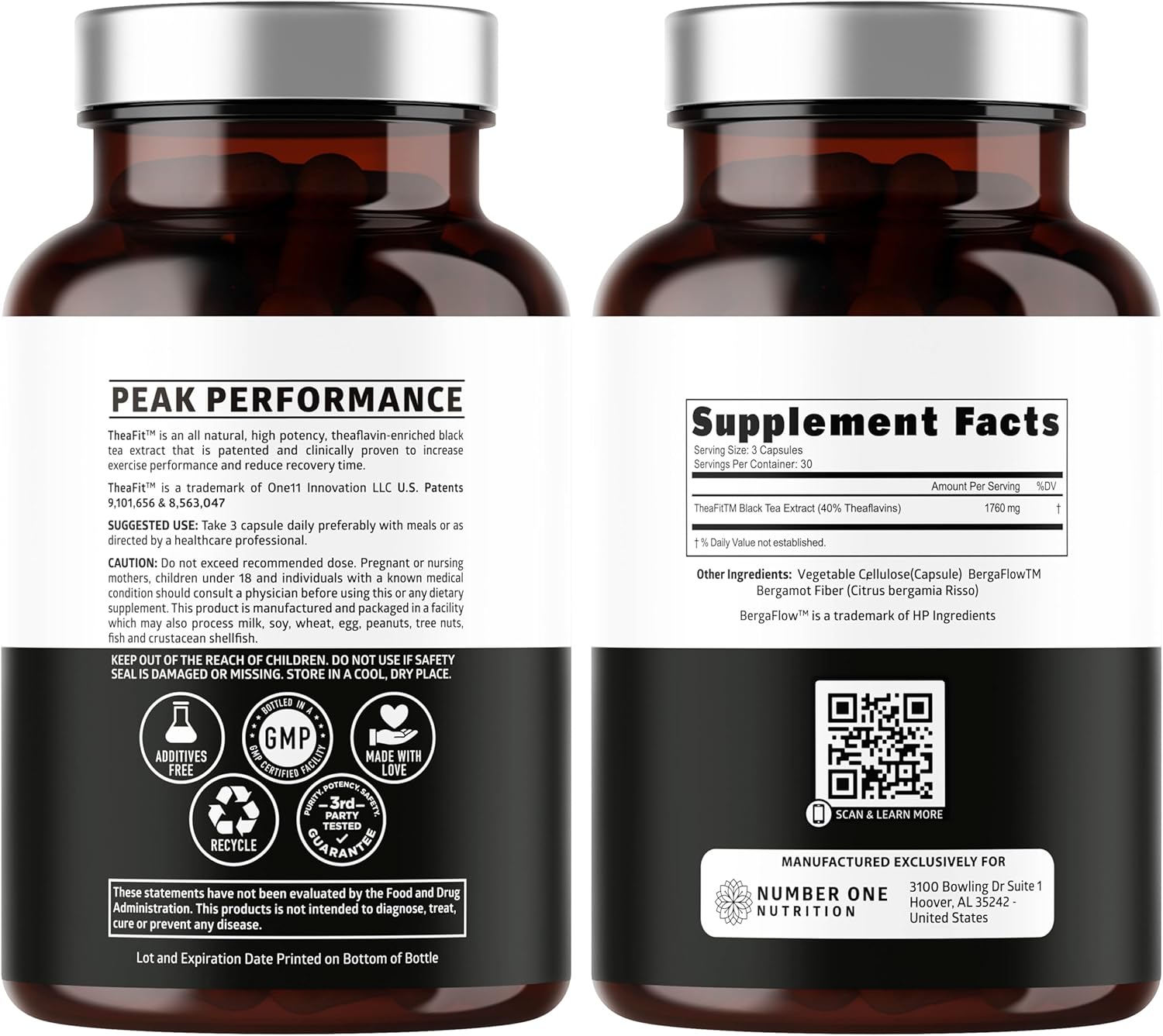 N1 Nutrition Premium Theaflavins Black Tea Extract [40% Theaflavins] Powered by TheaFit™ to Support Exercise Performance and Reduce Recovery Time, 90 Veg Caps (Pack of 2)