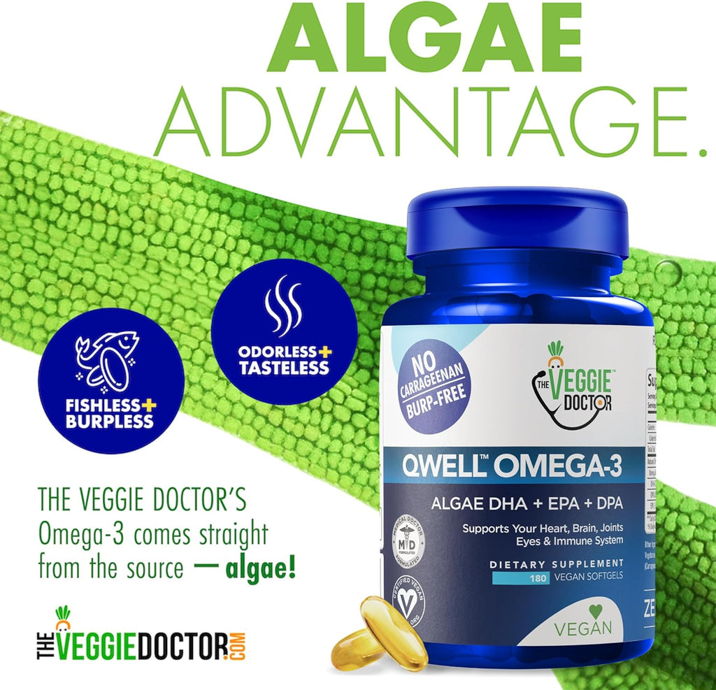 Vegan Omega 3 Supplement – Algae Omega 3 with DHA EPA DPA – Vegan Capsules from Algal – Fish Oil Alternative – Plant-Based Algae Oil Formula – Non-GMO, Carrageenan-Free (180 Capsules, 3 Month Supply)