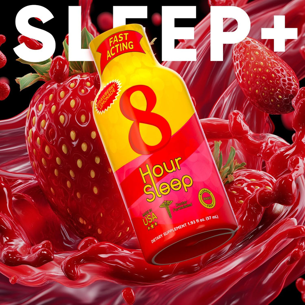 Vitamin Energy 8 Hour Sleep Shot Strawberry Lemonade 24 Pack, Melatonin, 5-HTP, GABA, Valerian, Lavender, Nighttime Relaxation & Sleep Support Supplement, Zero Sugar, Vegan, Gluten-Free, Kosher, 1.93 fl oz