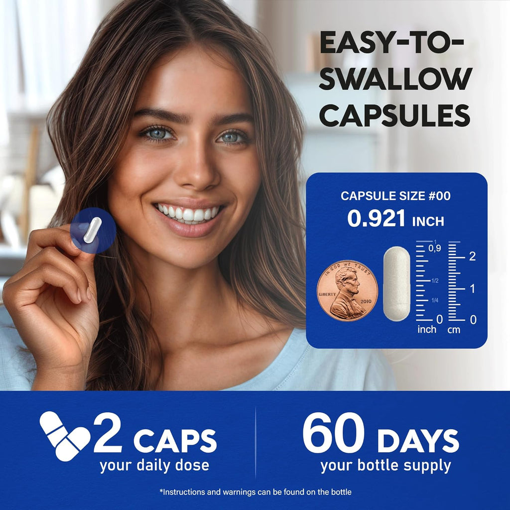 Magnesium Citrate Capsules 1000mg | High Absorption Supplement - Sleep, Muscle & Heart Support - Vegan | Non-GMO - Made in USA - As Powder | Pills | Tablets - 120 Capsules, 2 Month Supply