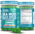 Clean Nutra Sea Moss Gummies Black Seed Oil Chlorella Ashwagandha Root Hair Growth Skin Glow Irish Sea Moss Elderberry Burdock Manuka Honey Trace Minerals Detox 60 Gummy Vitamins Sea Glow Supplement