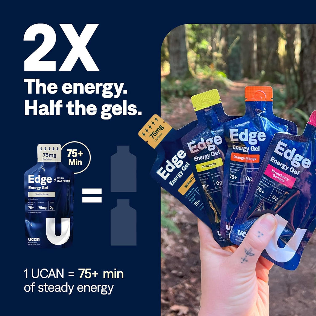 UCAN Edge Energy Gel Shots, Variety Pack (18, 2 Ounce Packets) for Running, Training, Workouts, Fitness, Cycling, Crossfit | Sugar-Free, Vegan, & Keto Friendly Energy