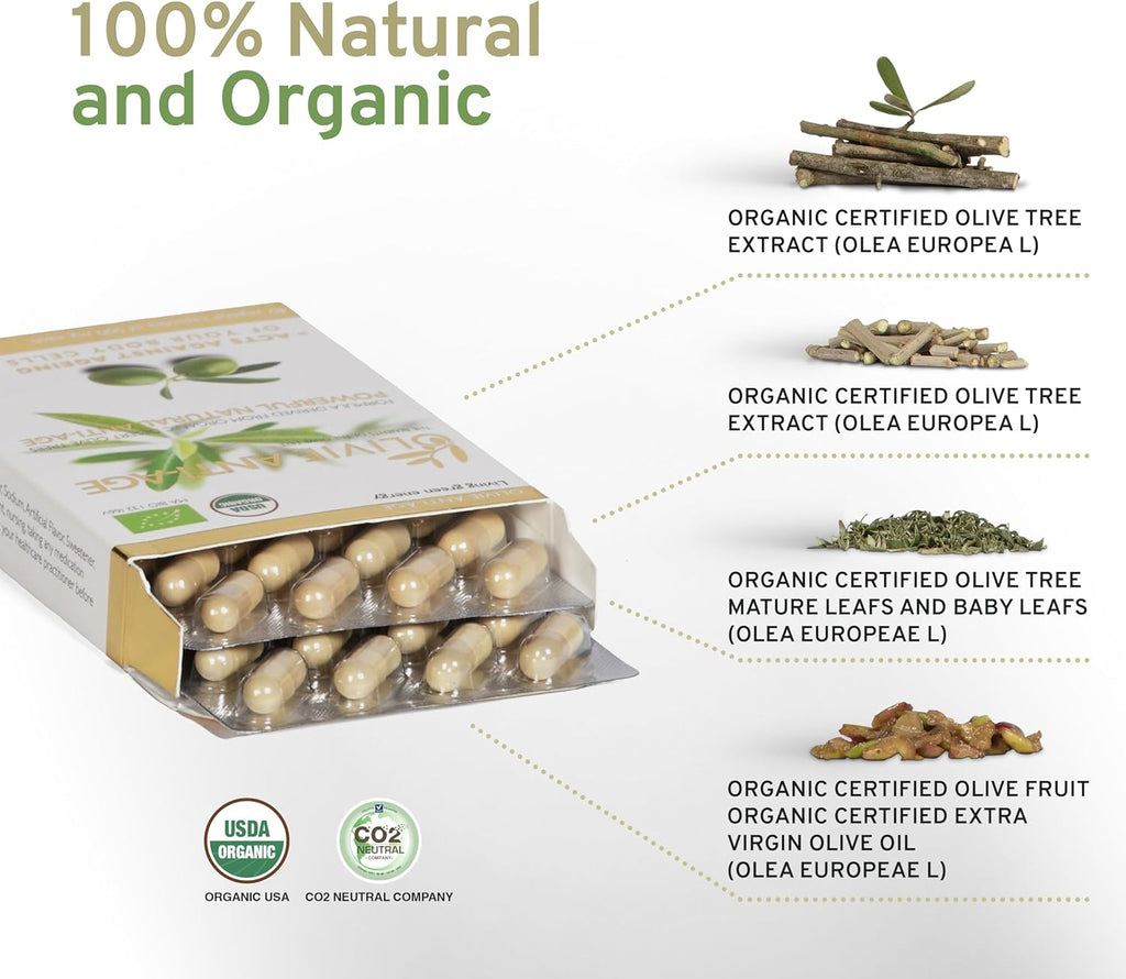 Organic Antioxidant Polyphenols Rich Olive Leaf Extract Supplement Capsules Olivie | Hydroxytyrosol Oleuropein Anti Aging Supplement | 40 Capsules