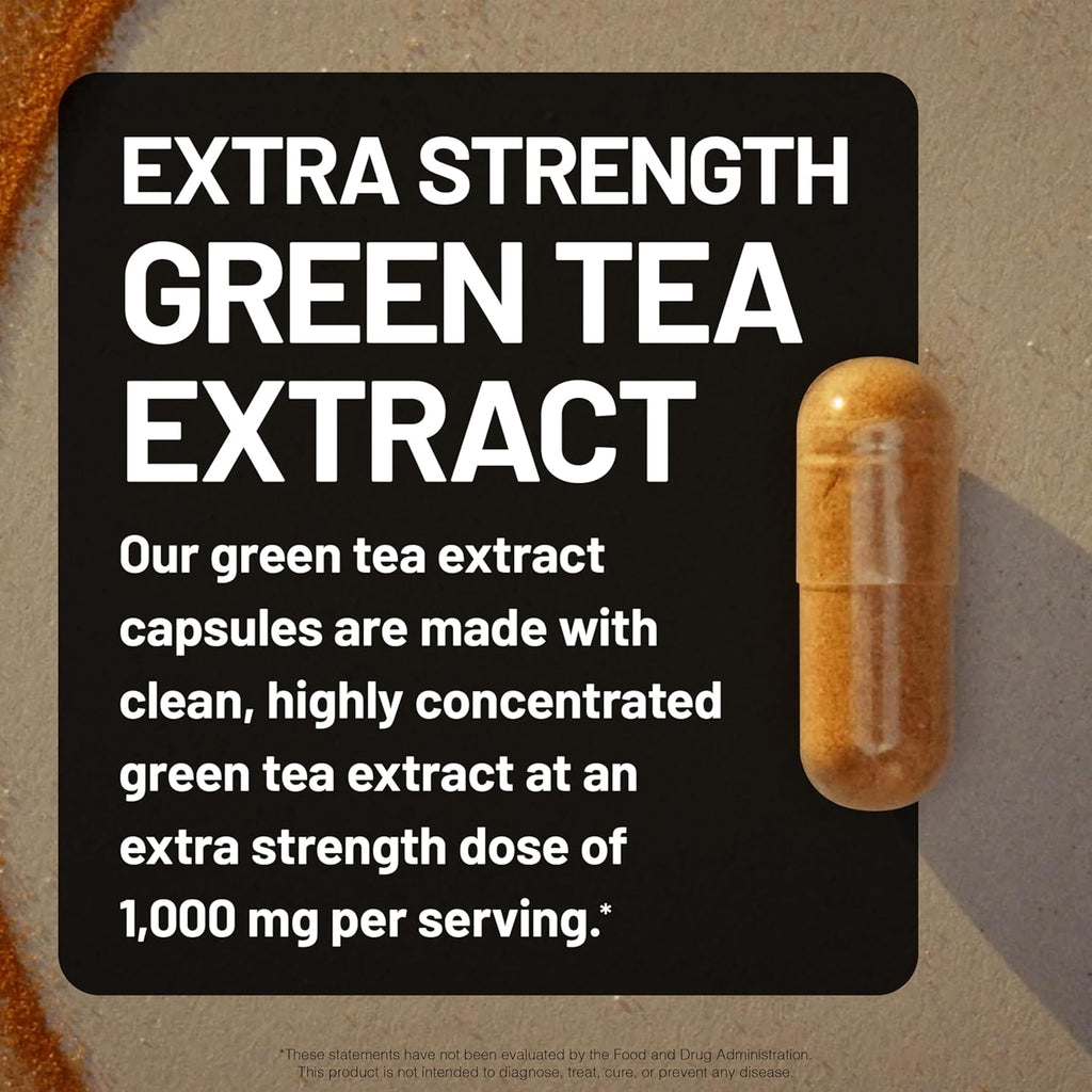 NatureWise Green Tea Extract Capsules 1000 mg - 50% EGCG & 98% Polyphenols - Extra Strength Green Tea Pills - Antioxidants for Heart Health & Energy - Vegan, Non-GMO - 90 Count[45-Day Supply]