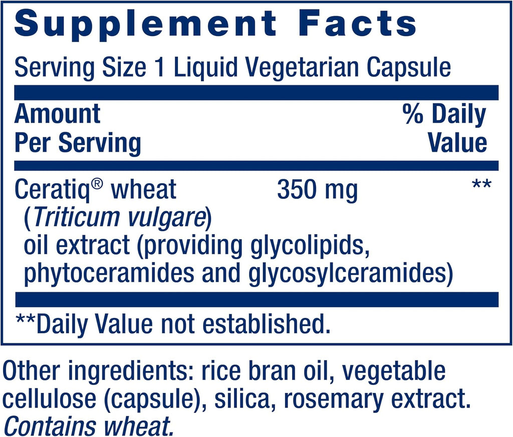 Life Extension Skin Restoring Ceramides* – Wheat Oil Extract – Hydrates & Smooths The Appearance of Fine Lines & Wrinkles – Gluten-Free, Non-GMO, 1-Daily, Vegetarian – 30 Liquid Capsules