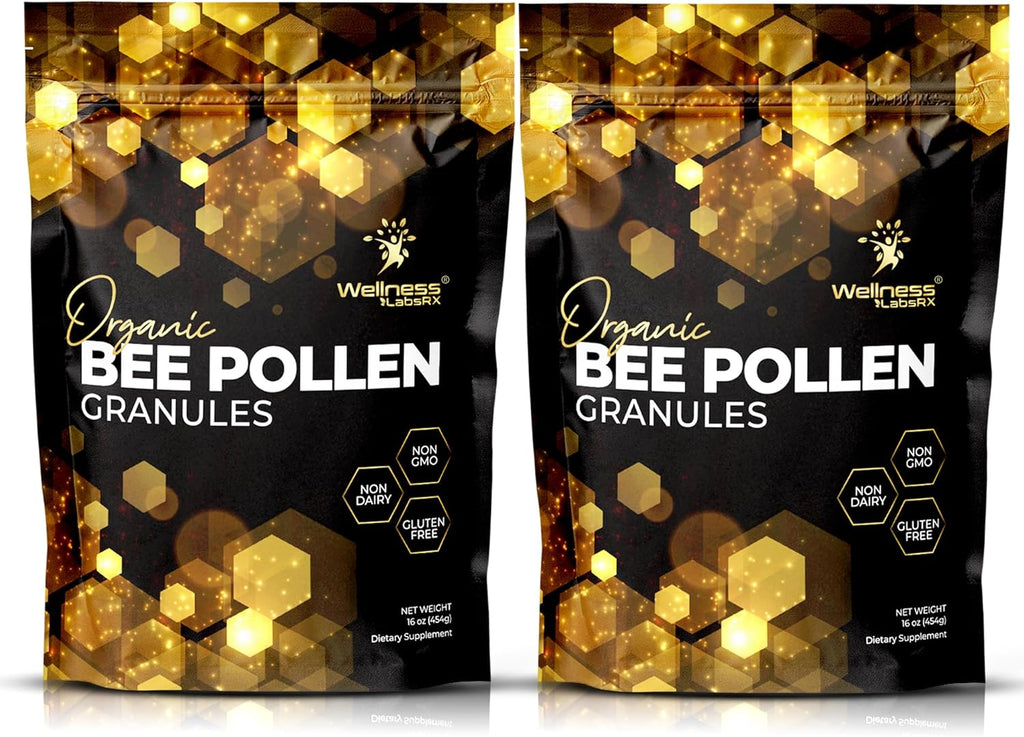 Organic Bee Pollen Granules, 2 Lbs - Bee Pollen Supplement Super Food Packed with Proteins, Vitamins & Minerals, Gluten-Free - Immune Support, Energy Boost and Digestive Wellness, USA Made 2 Packs