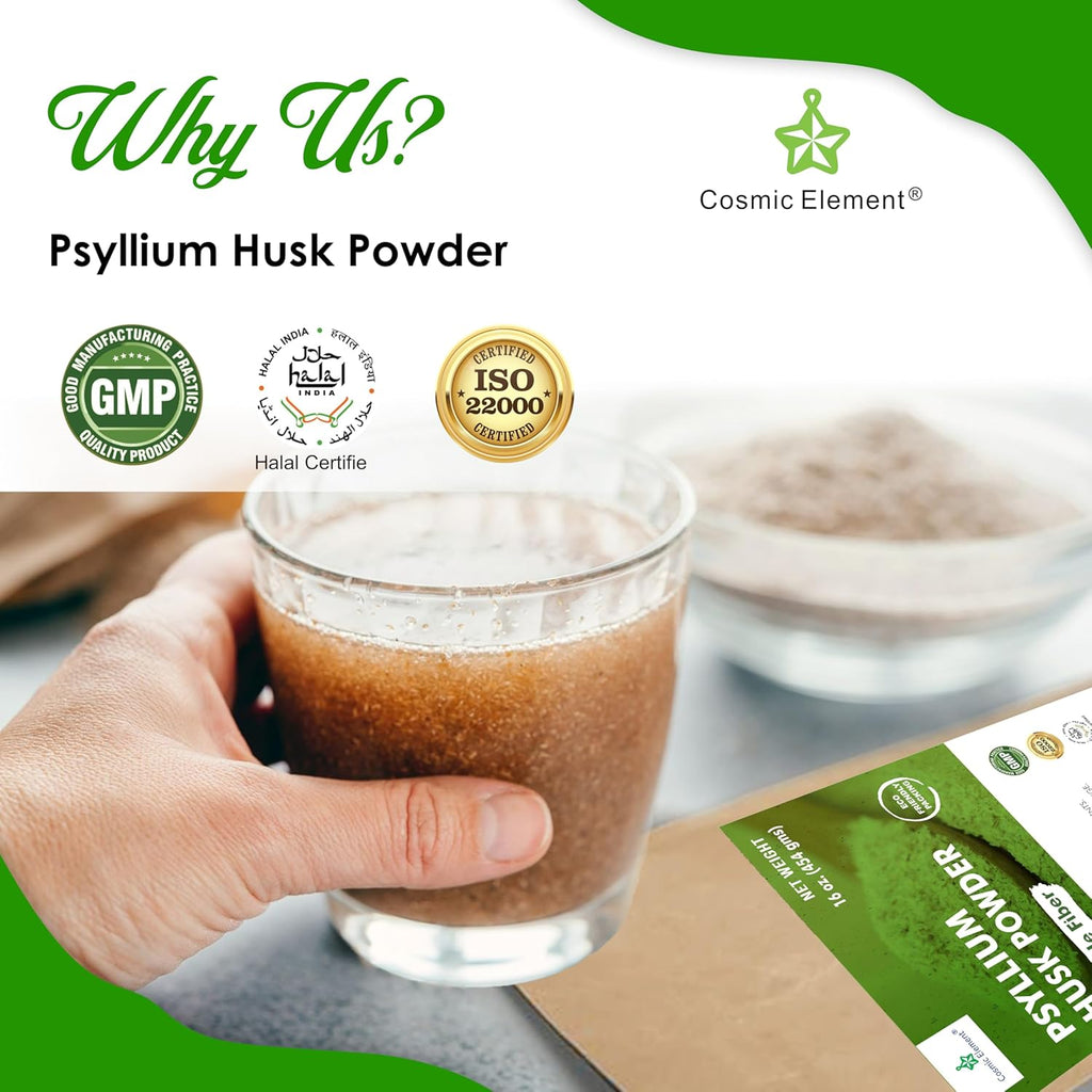 100% Pure Psyllium Husk Powder Organic – Finely Ground Fiber Supplement for Regularity & Keto | Psyllium Husk Powder for Baking and Gluten-Free Bread – 16 oz