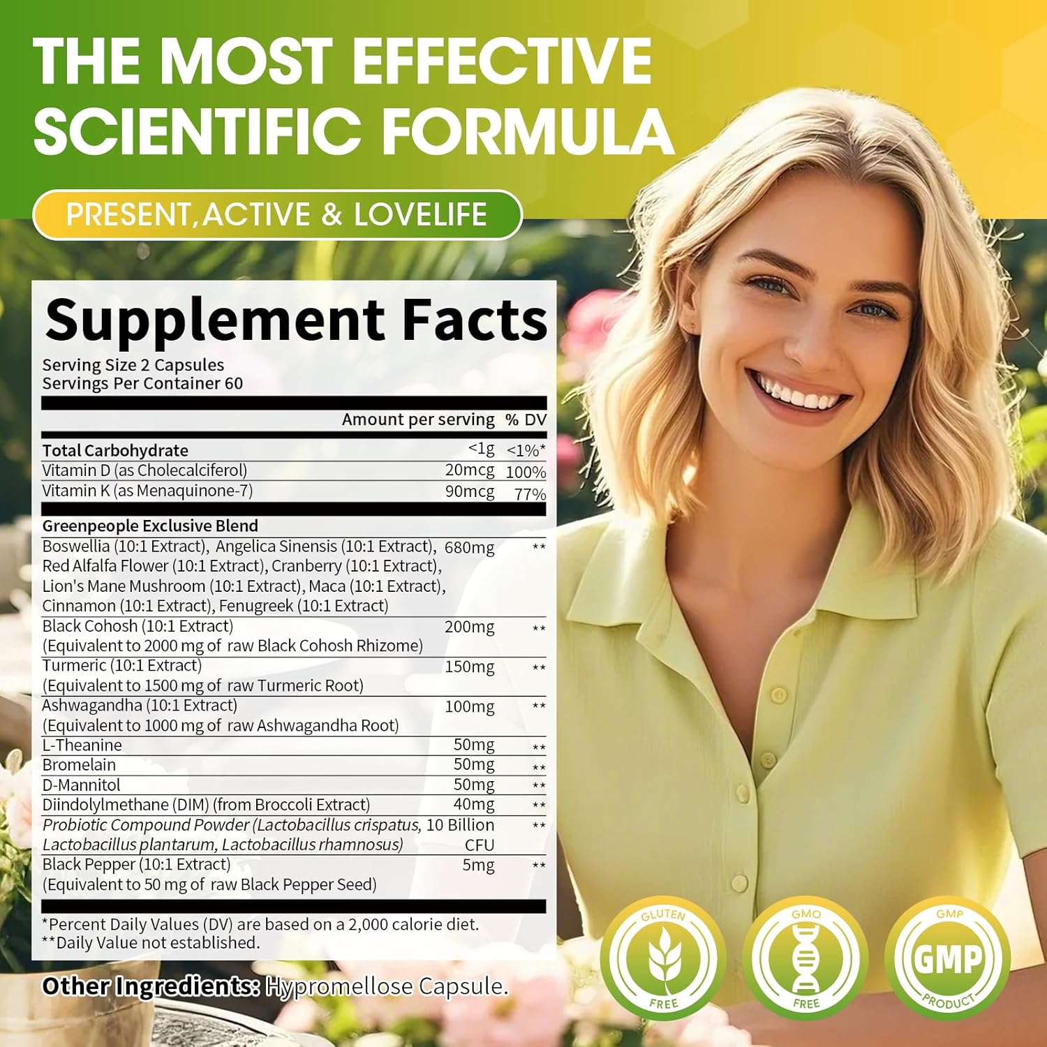 Menopause Supplements for Women - Black Cohosh & Ashwagandha for Hot Flashes, Night Sweats, Mood Swings, Hormonal Balance Support,10 Billion CFU Probiotic - 120 Capsules Vegan Gluten-Free