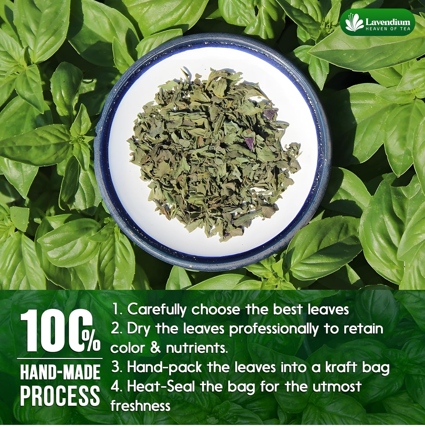 Lavendium, Premium 8oz Dried Basil – 100% Pure, Non-GMO, Gluten-Free, Vegan – Aromatic Culinary Herb for Cooking, Garnish, and Seasoning – No Additives or Preservatives – Resealable Bag