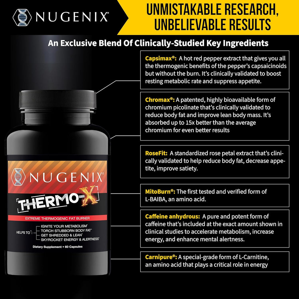 Nugenix Thermo-X: Thermogenic Fat Burner Supplement for Men, Extreme Metabolic Accelerator, 120 Count