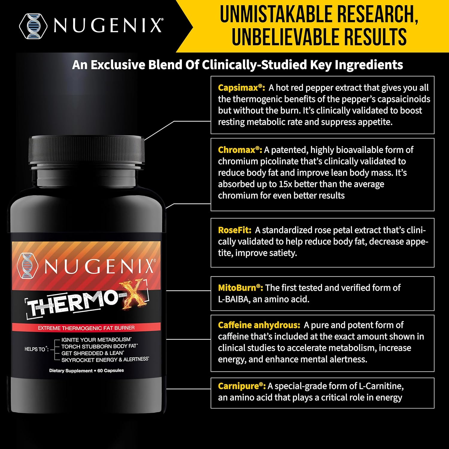 Nugenix Thermo-X: Thermogenic Fat Burner Supplement for Men, Extreme Metabolic Accelerator, 120 Count