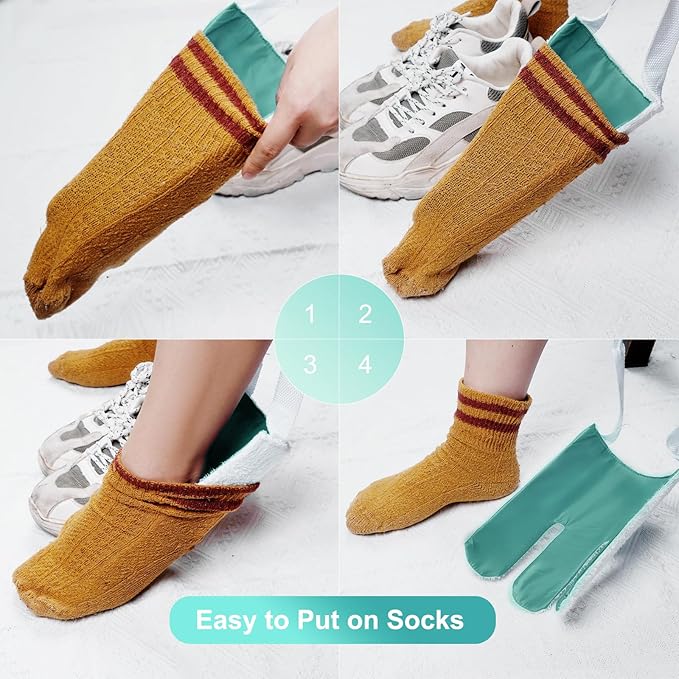 Sock Aid, Sock Helpers to Put on Your Socks for Seniors, Disabled, Pregnancy, Assist Device for Elderly, Tool Aide Puller Easy on and Off with No Bending(Mint Green)