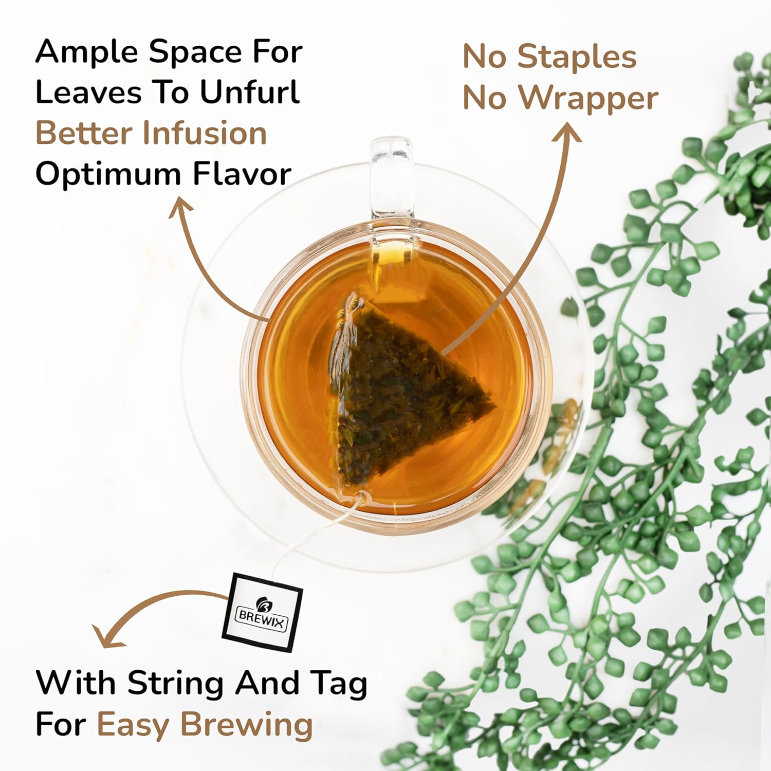 BREWIX, Moroccan Mint Tea (20 Pyramid Tea Bags) | Soothes Your Belly | Calming, Fresh and Cool | Caffeine Free Herbal Tea | No Sugar & No Caffeine