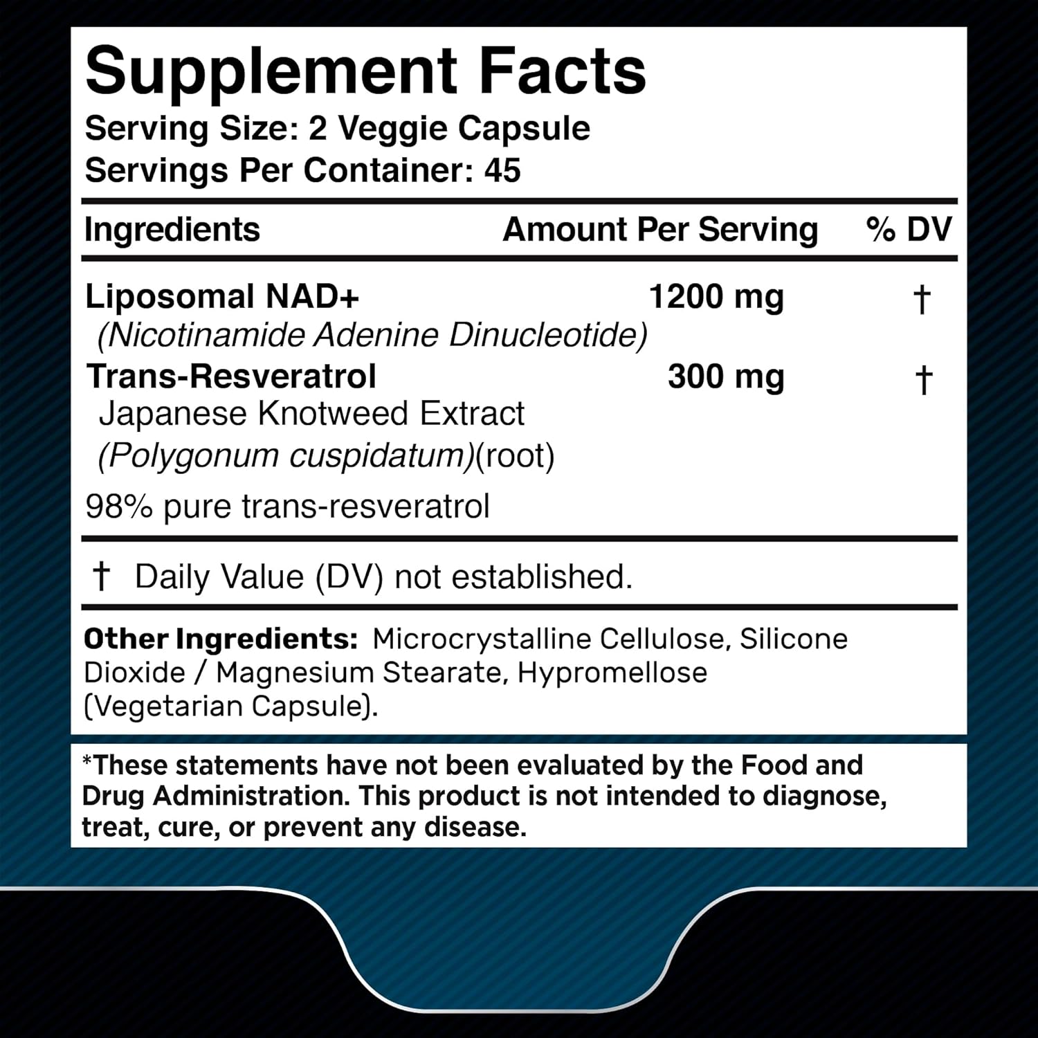 NAD Supplement, 1500mg - Liposomal NAD+ Supplement with Resveratrol, NAD Plus Boosting - Support Cellular Health, Stamina & Healthy Aging - Ultra Strength Capsules, USA Made - 2 Pack