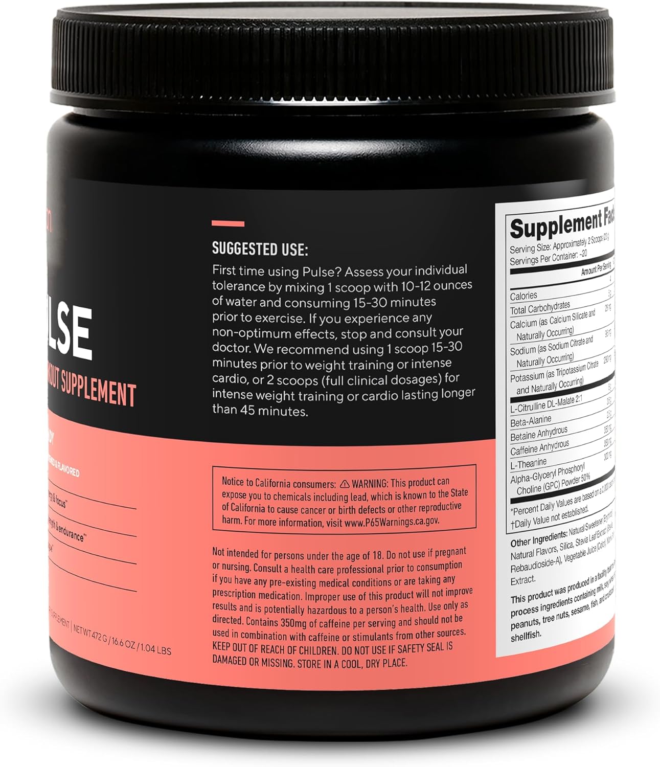 LEGION- All Natural Nitric Oxide Preworkout Drink to Boost Energy, Creatine Free, Naturally Sweetened, Beta Alanine, Citrulline, Alpha GPC (Sour Candy)