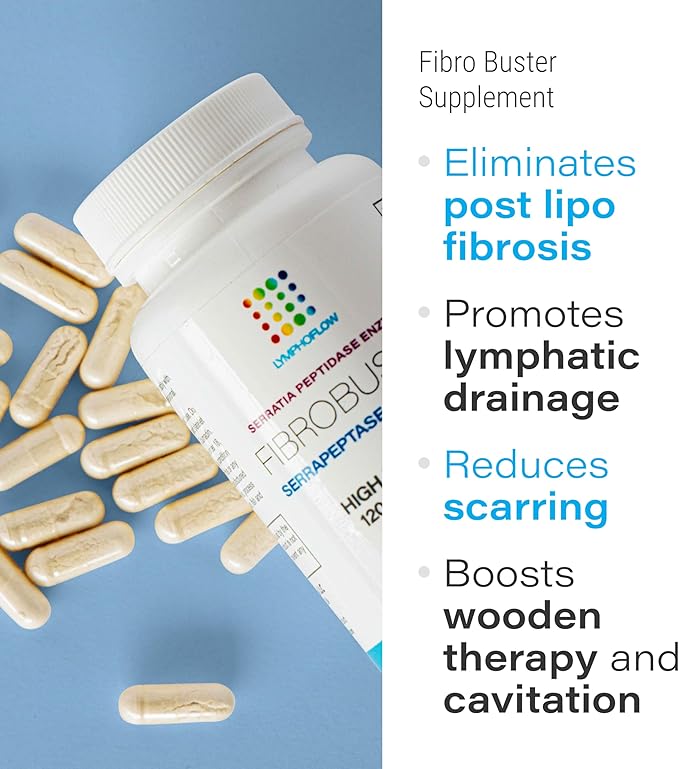Bruizex FibroBuster Serrapeptase Proteolytic Enzymes 120,000 SPU I Fibrosis Care, Scar & Keloid Removal Supplement After 360 lipo, BBL, Liposuction, Tummy Tuck I Recovery & Immune Support I 60 caps
