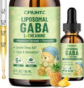 Liposomal GABA L-Theanine Drops for Kids - Liquid GABA Supplement with Magnesium, Chamomile, Lemon Balm & Vitamin B6 - Support Relaxation, Focus & Stress Relief for Kids & Adults - Pineapple Flavor
