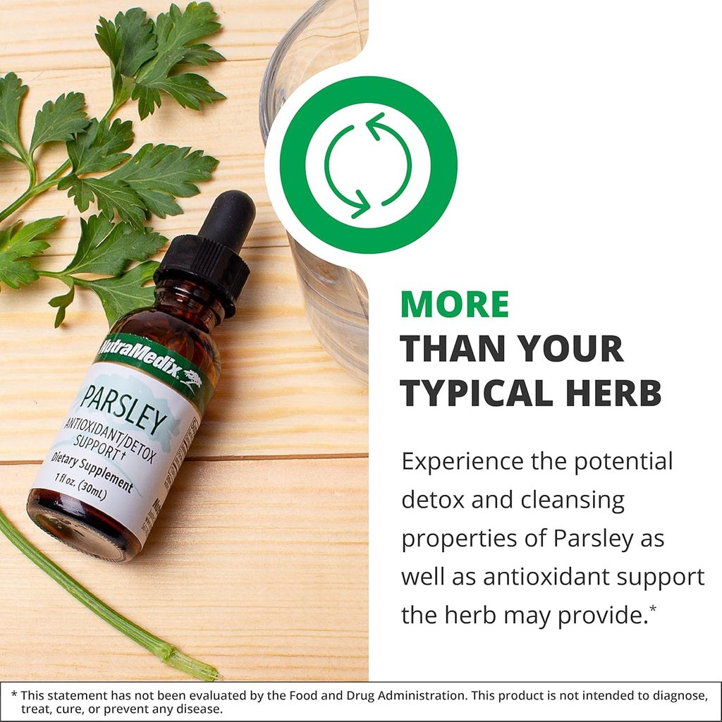 NutraMedix Parsley Herbal Supplement - Parsley Leaf and Stem Extract - Antioxidant Support, Body Detox & Cleanse Support - Liquid Herbal Supplements for Immune Health (1oz / 30ml)