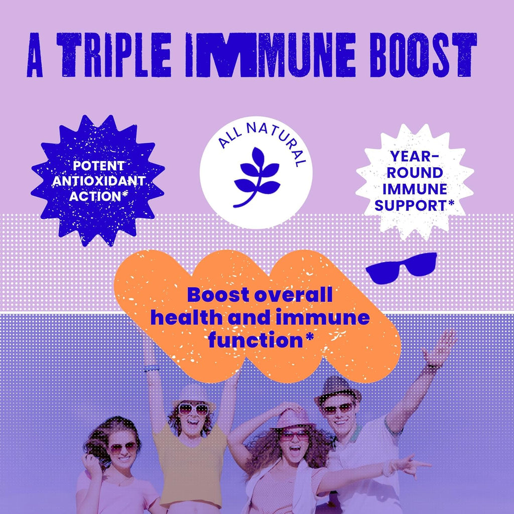 SAM+LEO Immunity Gummies for Kids & Teens - Elderberry, Echinacea + Vitamins C & D - Vegan Daily Immune Support - Berry Flavor - 60ct