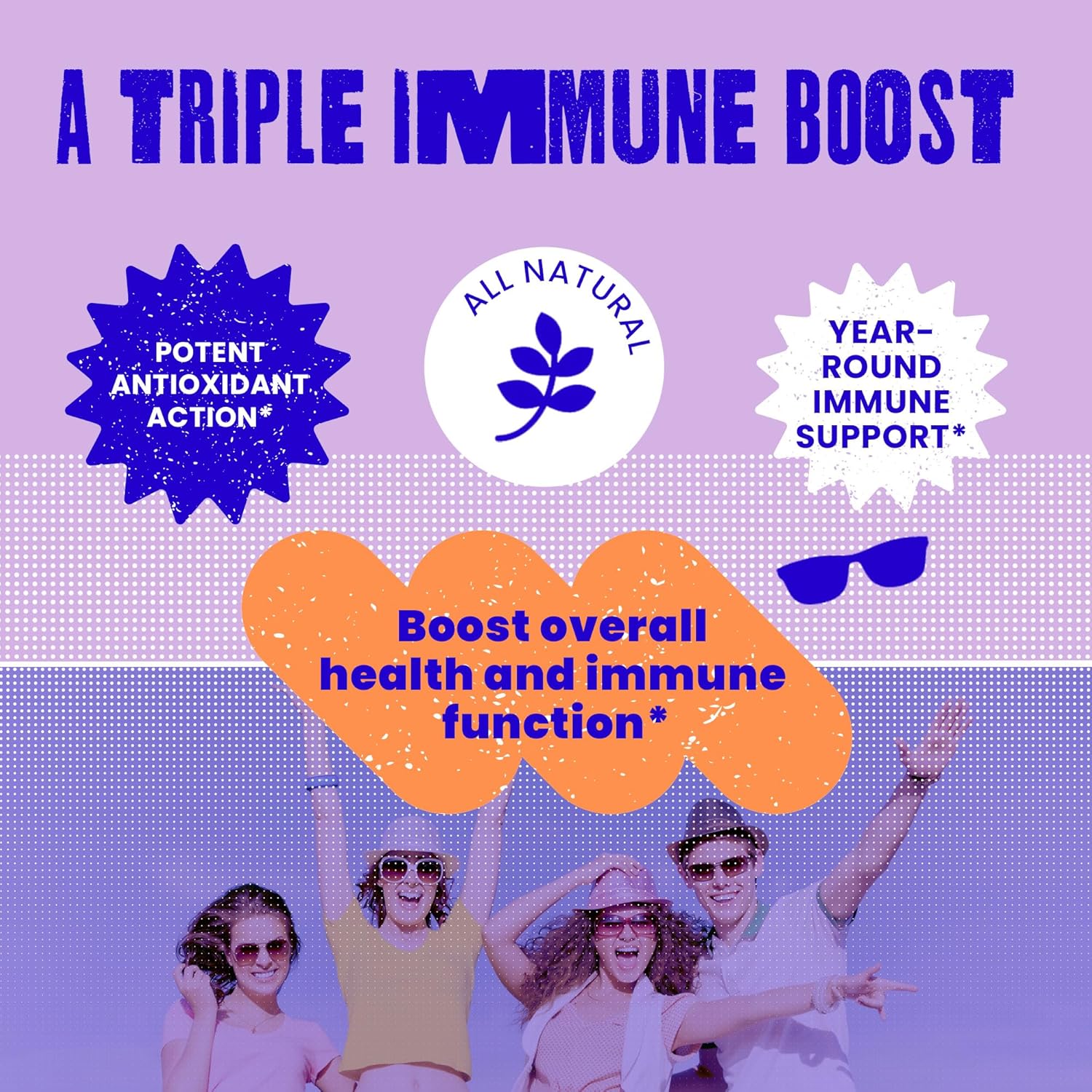 SAM+LEO Immunity Gummies for Kids & Teens - Elderberry, Echinacea + Vitamins C & D - Vegan Daily Immune Support - Berry Flavor - 60ct