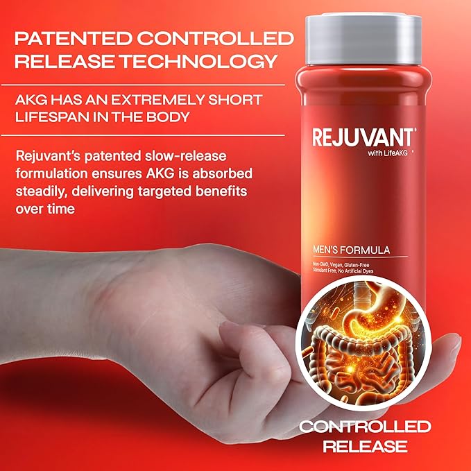 Rejuvant LifeTabs Men’s Calcium Alpha-Ketoglutarate (Ca-AKG) — Controlled-Release Tablets, 3-Pack (180 Tablets), 98% Purity