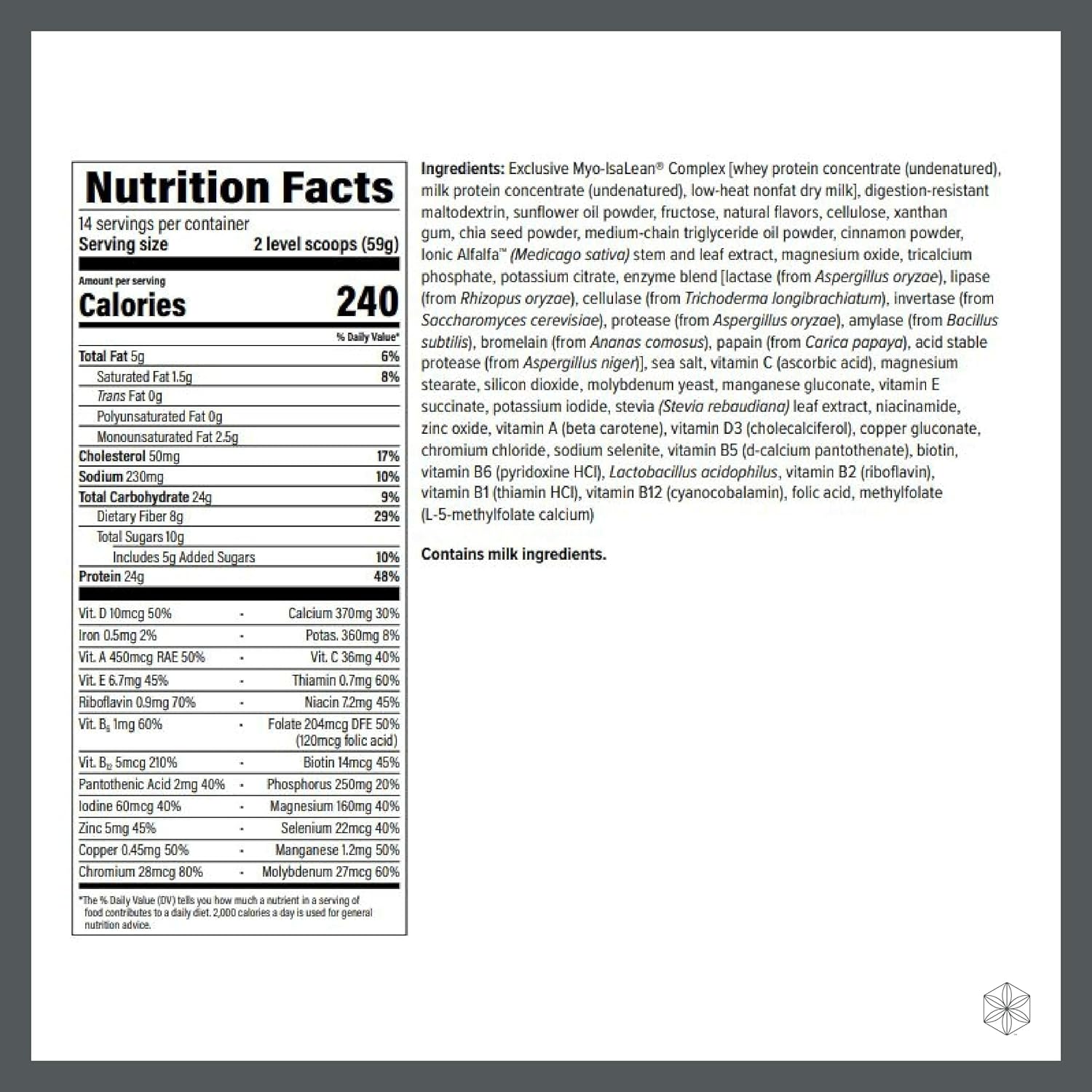 IsaLean Protein Shake - Complete Superfood Meal Replacement for Maintaining Healthy Weight and Lean Muscle Growth with 24 Vitamins and Minerals - 28.6 oz - 14 Meal Canister (Creamy French Vanilla)