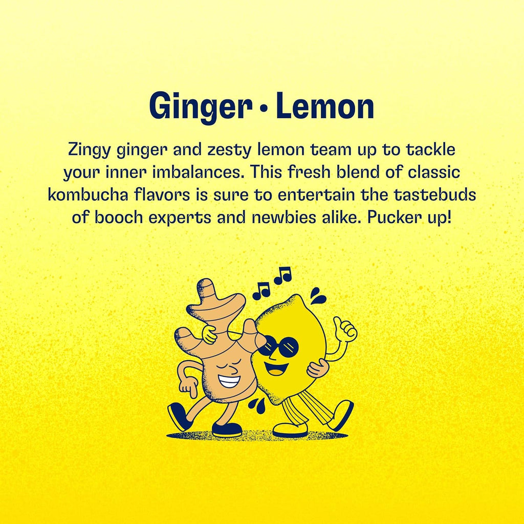Health-Ade Ginger-Lemon Kombucha, Organic Drink, 12-Pack (11.5 Fl Oz Cans) - Fermented Tea with Probiotics, Detoxifying Acids, Supports Gut Health - Non-GMO, Vegan, Gluten-Free