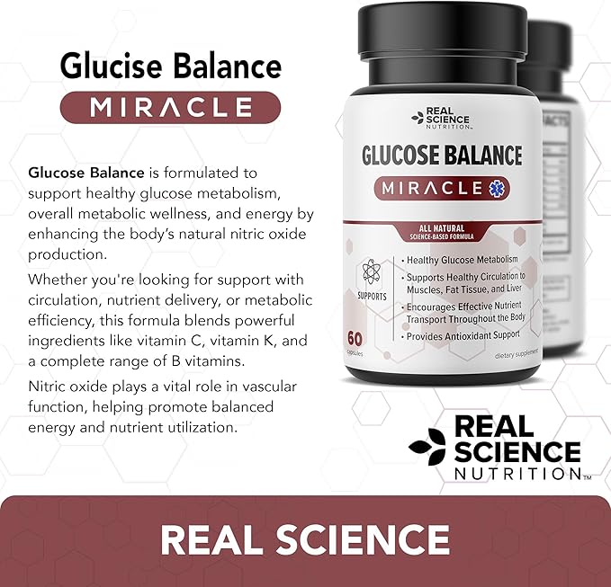 Glucose Balance Natural Nitric Oxide Support for Healthy Glucose Metabolism, Circulation, Energy & Nutrient Utilization Metabolic Wellness Supplement