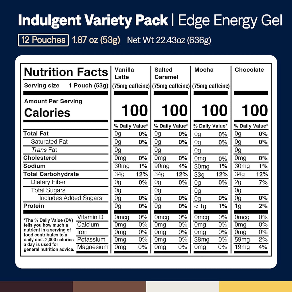 UCAN Edge Energy Gel Shots, Caffeine Variety Pack (12, 2 Ounce Packets) for Running, Training, Workouts, Fitness, Cycling, Crossfit | Sugar-Free, Vegan, & Keto Friendly Energy