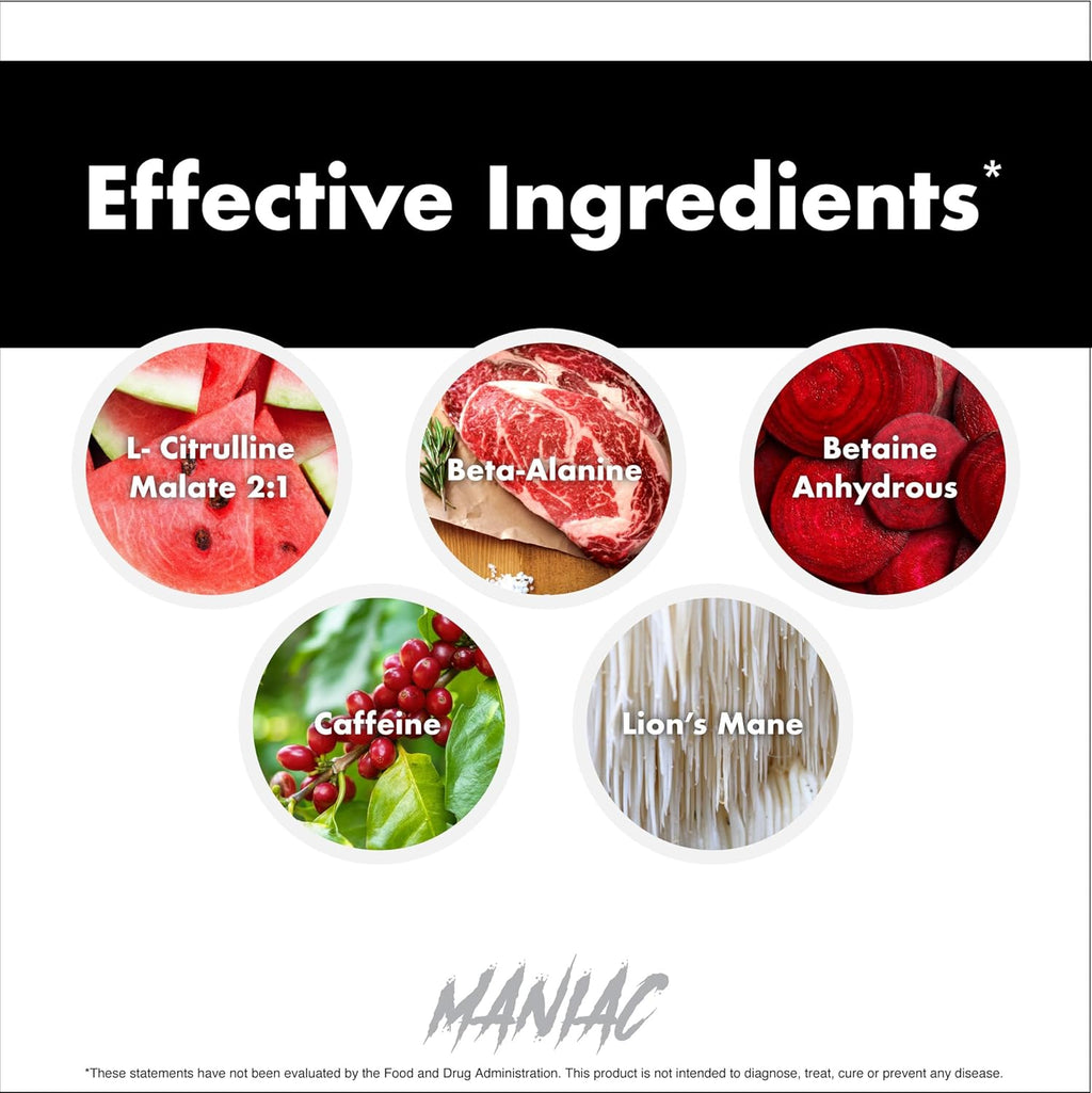 Anabolic Warfare Black Series Maniac, Pre-Workout Powder, Supports Nitric Oxide, Muscle Pumps, and Protein Synthesis* Apple Ambush