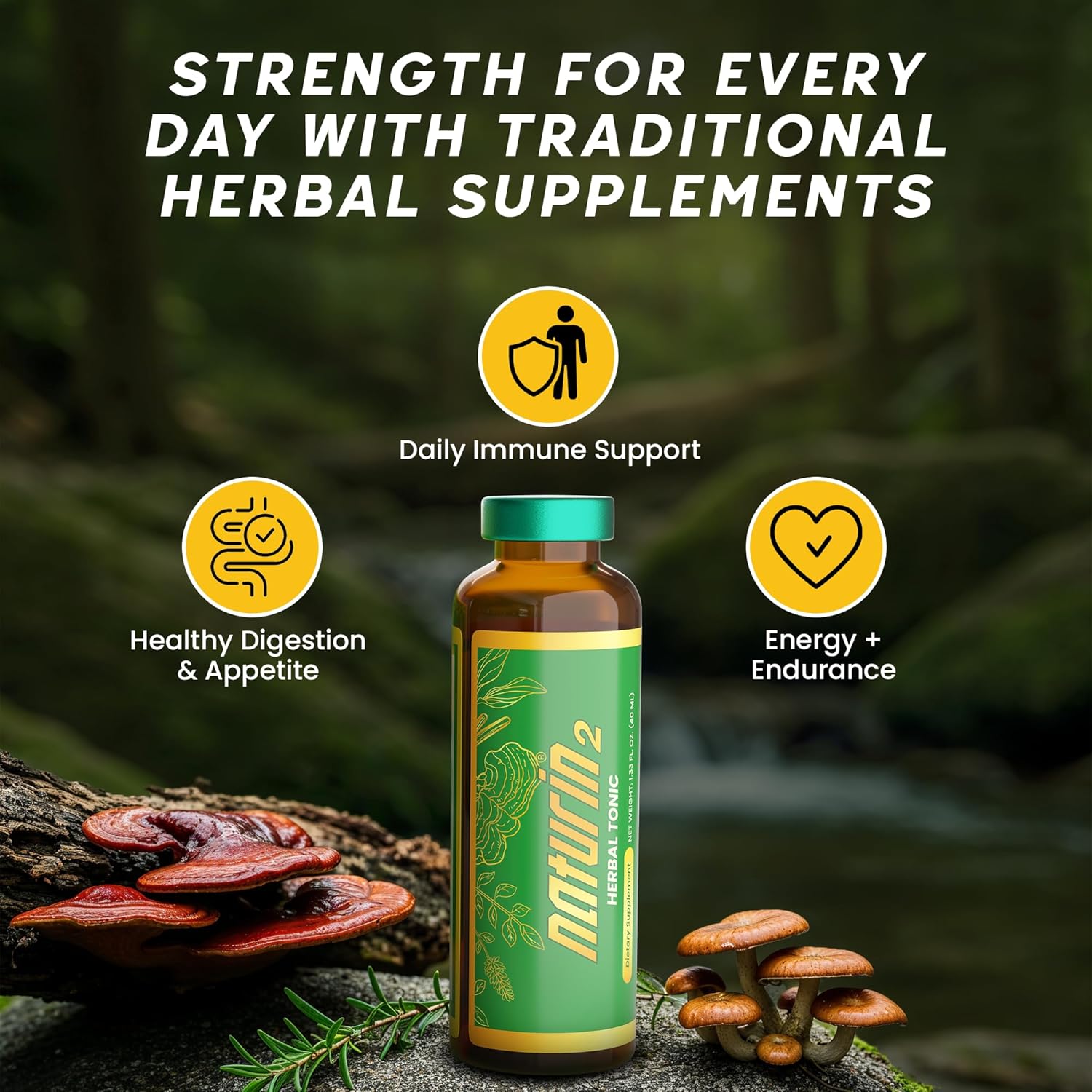 Herbal Immune Support & Adaptogen Drink - 30 Vials (40ml) | 30 Years of Herbal Wellness for Vitality, Energy & Digestive Health - Licorice Root, Astragalus, Hedyotis, Reishi Mushroom Extract