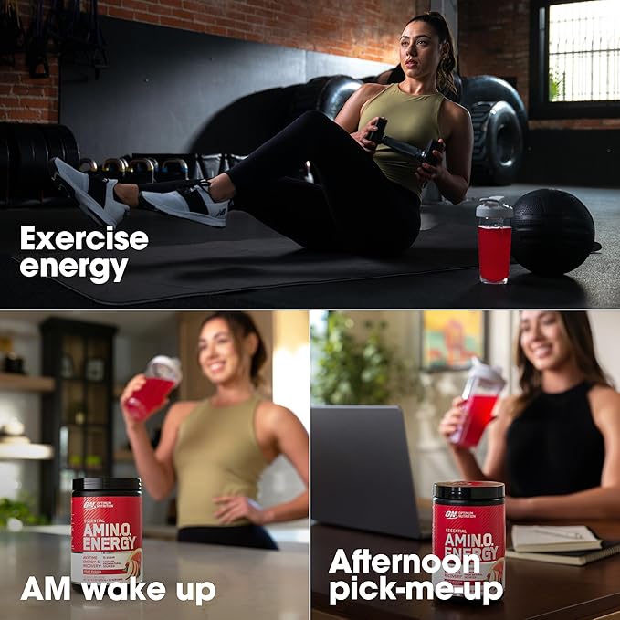 Optimum Nutrition Amino Energy Powder – Energy & Focus Pre Workout with Amino Acids, BCAA, Green Tea Caffeine & Coffee, Muscle Recovery Support – Fruit Fusion, 30 Servings (Packaging May Vary)