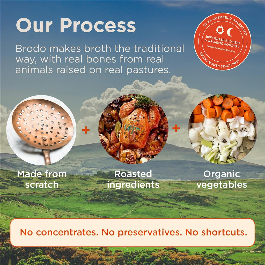 Brodo Broth Variety Pack | 1 Chicken, 1 Hearth, 1 Deeply Rooted, 1 Spicy Nonna, 1 Tom Yum, 1 Tuscan Sun Single Serving Pouches | Not Made From Concentrate, No Preservatives (6x 8.3 oz Pouches)