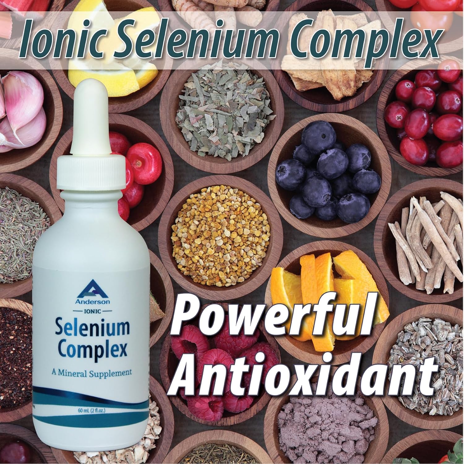 Anderson Ionic Selenium Complex, Liquid Selenium Supplement Drops, Supports Thyroid and Immune System, Antioxidant, Fights Free Radicals, Mineral Glass Bottle with Dropper, 40 Servings, 2 fl oz