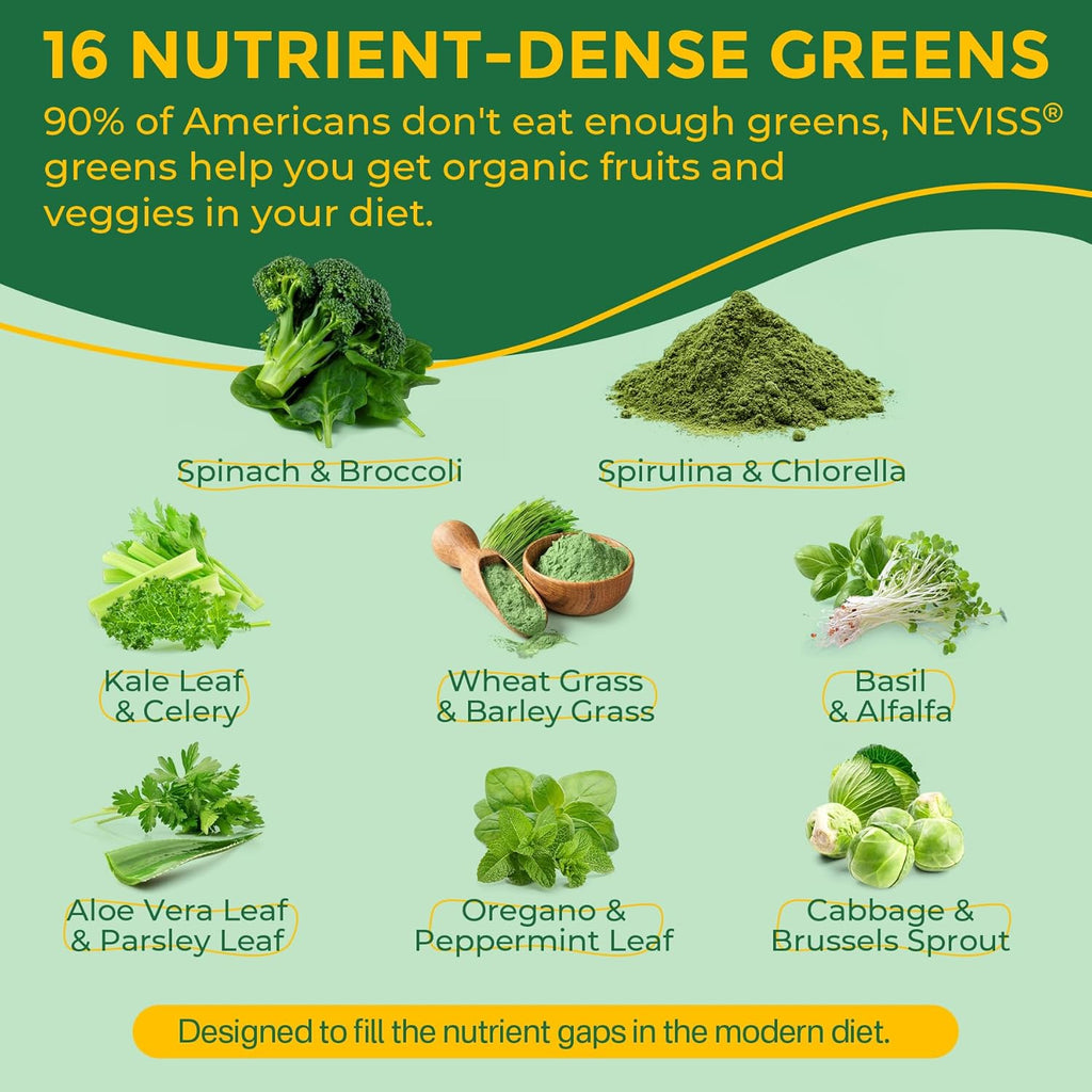 Organic Super Greens Daily Gummies + Probiotics, Spirulina, Chlorella, Spinach, Broccoli, Fiber, Fruits Veggies, Mushroom - Greens Powder Superfood Alternative, Natural Energy, Sugar Free Vegan, 60Cts