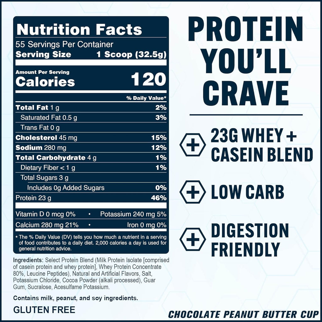 PEScience Select Protein Powder, Whey and Casein Blend, Clean Protein Powder for Women and Men, Low Calorie, Low Carb, Keto Friendly, Gluten Free, Chocolate Peanut Butter Cup, 55 Servings