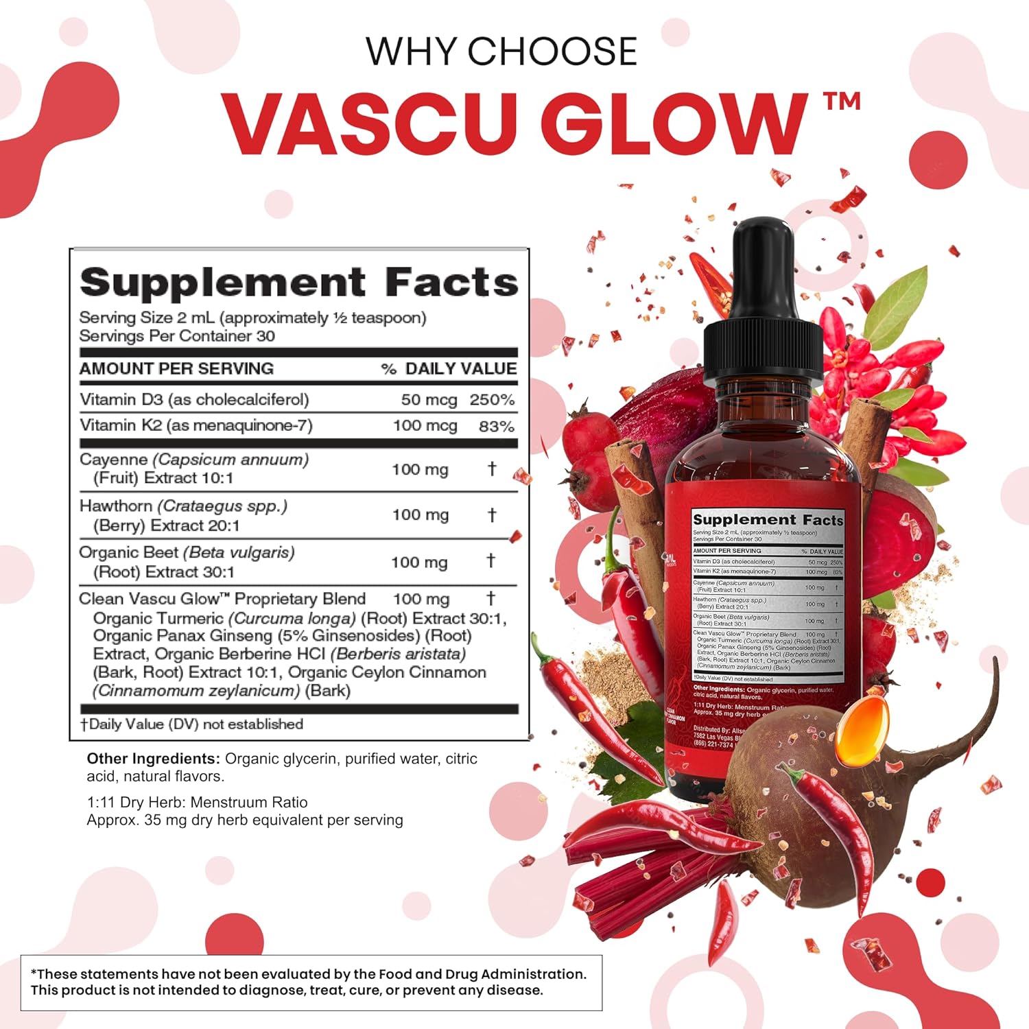 Clean Nutra Cayenne Pepper Drops Supplement Liquid + Hawthorn Berry, Vitamin D3 K2 Beet Root Powder, Ceylon Cinnamon, Turmeric Curcumin, Organic Panax Ginseng, Berberine Extract Organic (2)