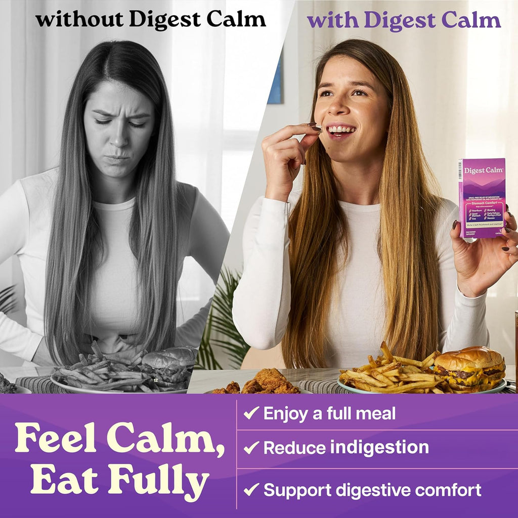 Digest Calm™ - Relief of Occasional Indigestion, Upset Stomach, Nausea, Gas, Bloating, Early Fullness - Herbal Supplement - 36 Capsules