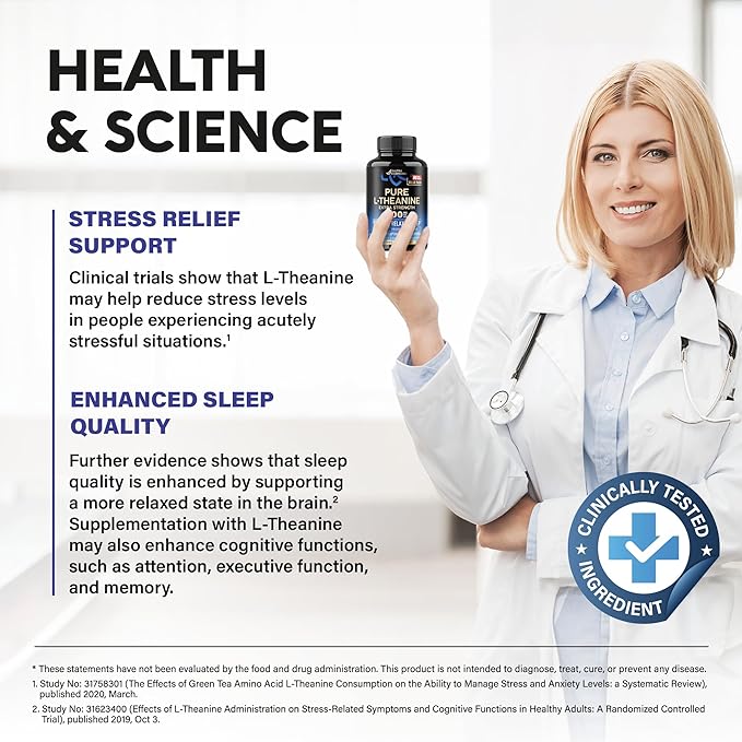 L Theanine 400 mg | L-Theanine Stress Relief | Extra Strength Supplement | Made in USA | Relaxation, Sleep & Calm Support | For Men & Women | Plant Based, Non-GMO & Gluten-Free | 180 Vegan Capsules