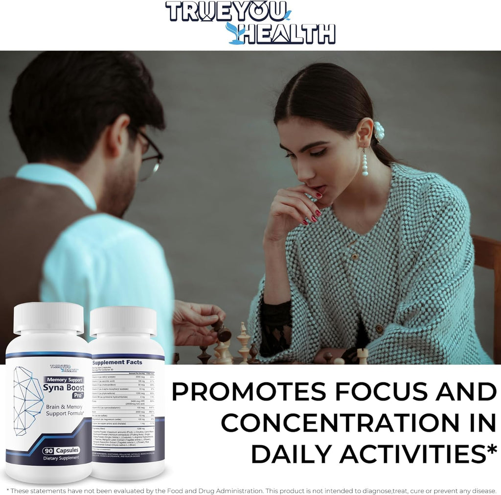Memory Support Syna Boost Pro - Our Best Memory Supplement for Brain Support - Memory Focus Supplement - Memory Help Supplement - Memory Booster Supplement - Focus Memory Brain Supplement Synaboost