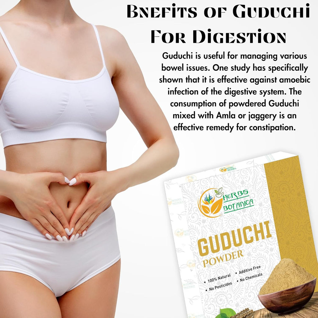 Guduchi Powder USDA Organic Neem Giloy Powder | Tinospora cordifolia | Herbsl Supplement for Immune Support, Digestion 5.3 Oz / 150 GMS