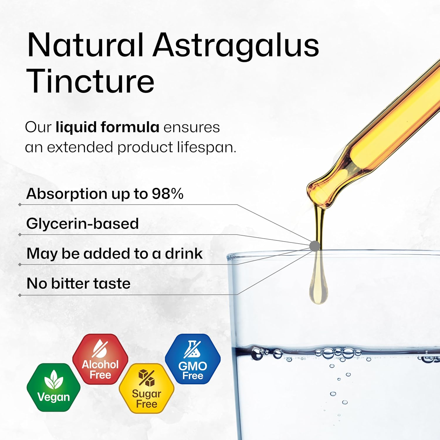 BIO KRAUTER Astragalus Tincture - Astragalus Root Liquid Extract for Immune Support - Alcohol and Sugar Free - High Absorption - Vegan Drops 2 Fl.Oz.