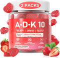 ADK Supplement - Vitamin D3 10000 IU + K2 (MK7) 500mcg + A 5000IU Gummies w/ Calcium Magnesium for Women & Men, K2 D3 Vitamin Supplement for Stronger Bone, Muscle, Vision, Immune, Sugar Free 2Packs