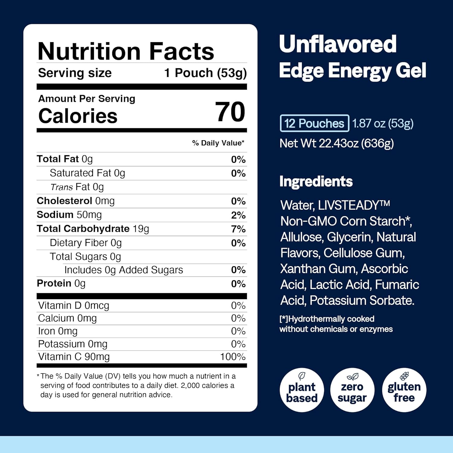UCAN Edge Energy Gel Shots, Unflavored (12, 2 Ounce Packets) for Running, Training, Workouts, Fitness, Cycling, Crossfit | Sugar-Free, Vegan, & Keto Friendly Energy