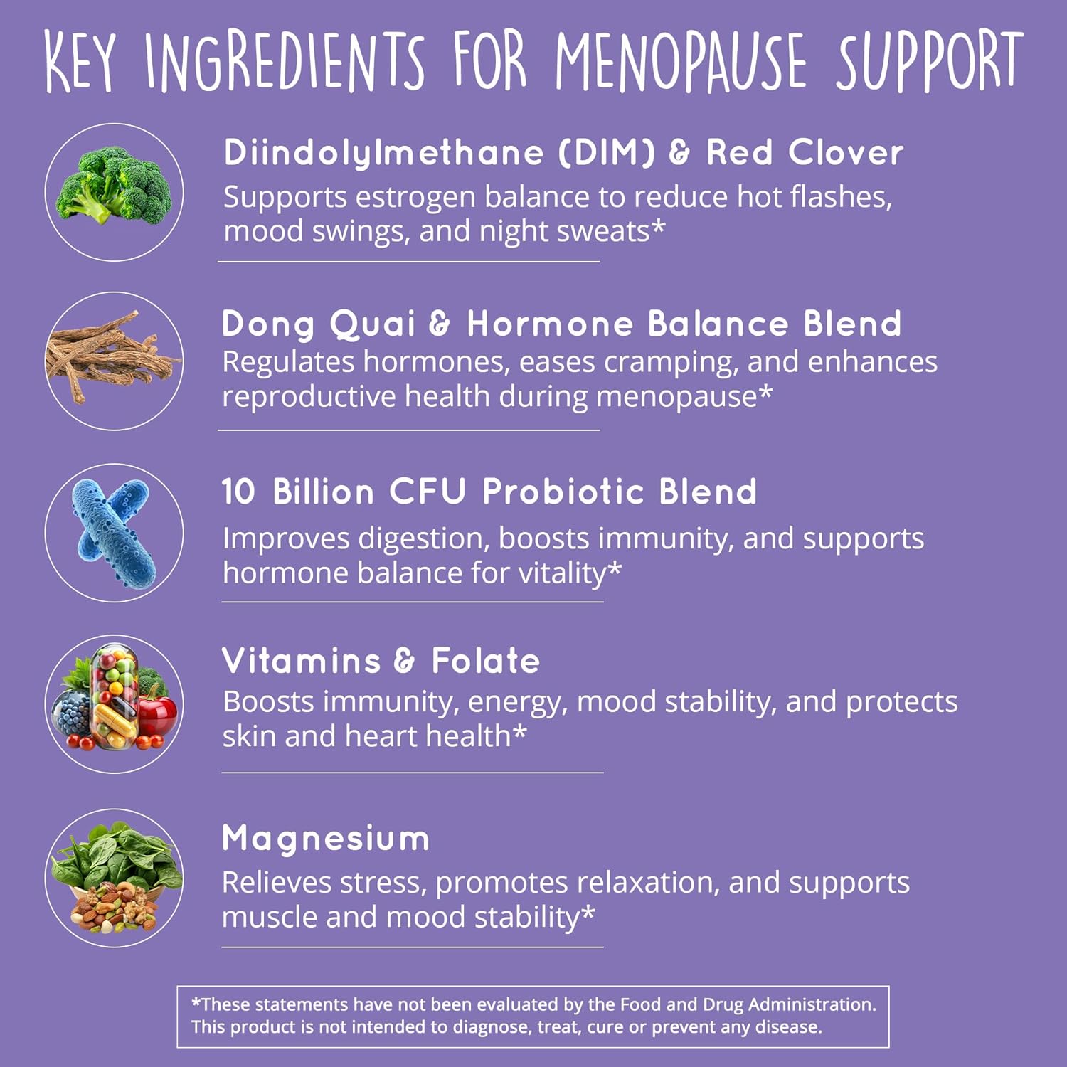 Menopause Supplements for Women – DIM Supplement + Probiotics | Estrogen Metabolism & Hormone Balance Support | Perimenopause Relief | Hot Flashes, Mood Swings & Night Sweats | Dong Quai | 60 Ct