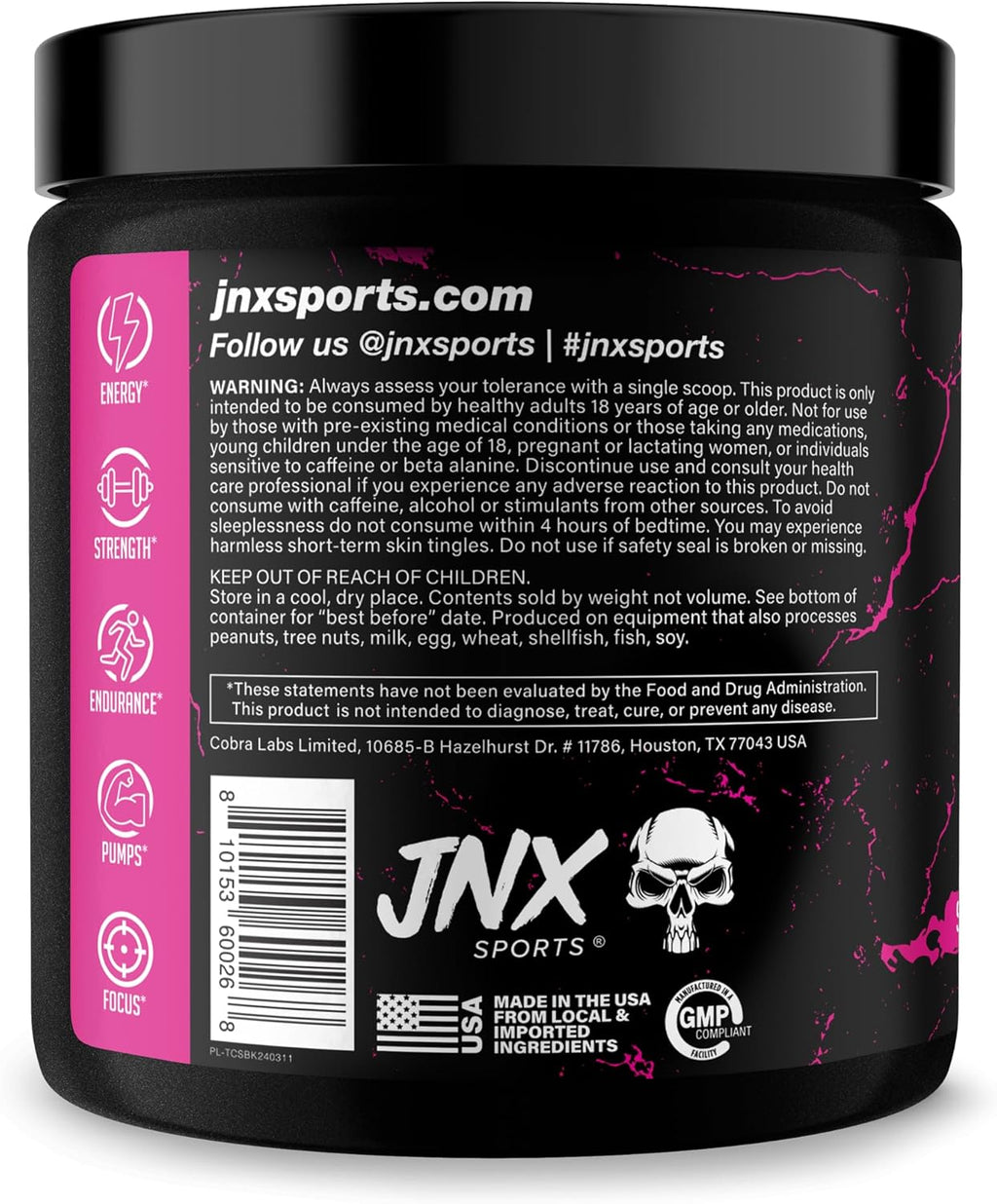JNX SPORTS The Curse! Pre Workout Powder for Men & Women, Caffeine, Beta-Alanine, Creatine, L-Citrulline, 50 Servings, Strawberry Kiwi Flavor – Boost Energy, Strength & Focus