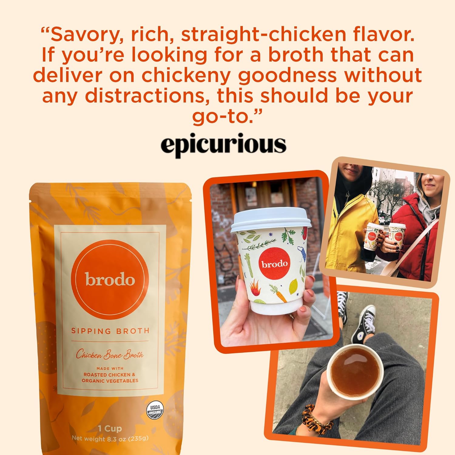 Brodo Broth Variety Pack | 1 Chicken, 1 Hearth, 1 Deeply Rooted, 1 Spicy Nonna, 1 Tom Yum, 1 Tuscan Sun Single Serving Pouches | Not Made From Concentrate, No Preservatives (6x 8.3 oz Pouches)
