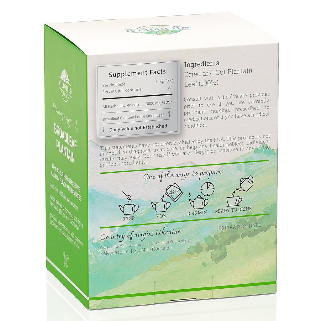 4 oz. Plantain Leaf Herb Tea Dried Plaintains (Plantago Major) - 113 g Greater Broadleaf Plantain Leaf Tea Llanten