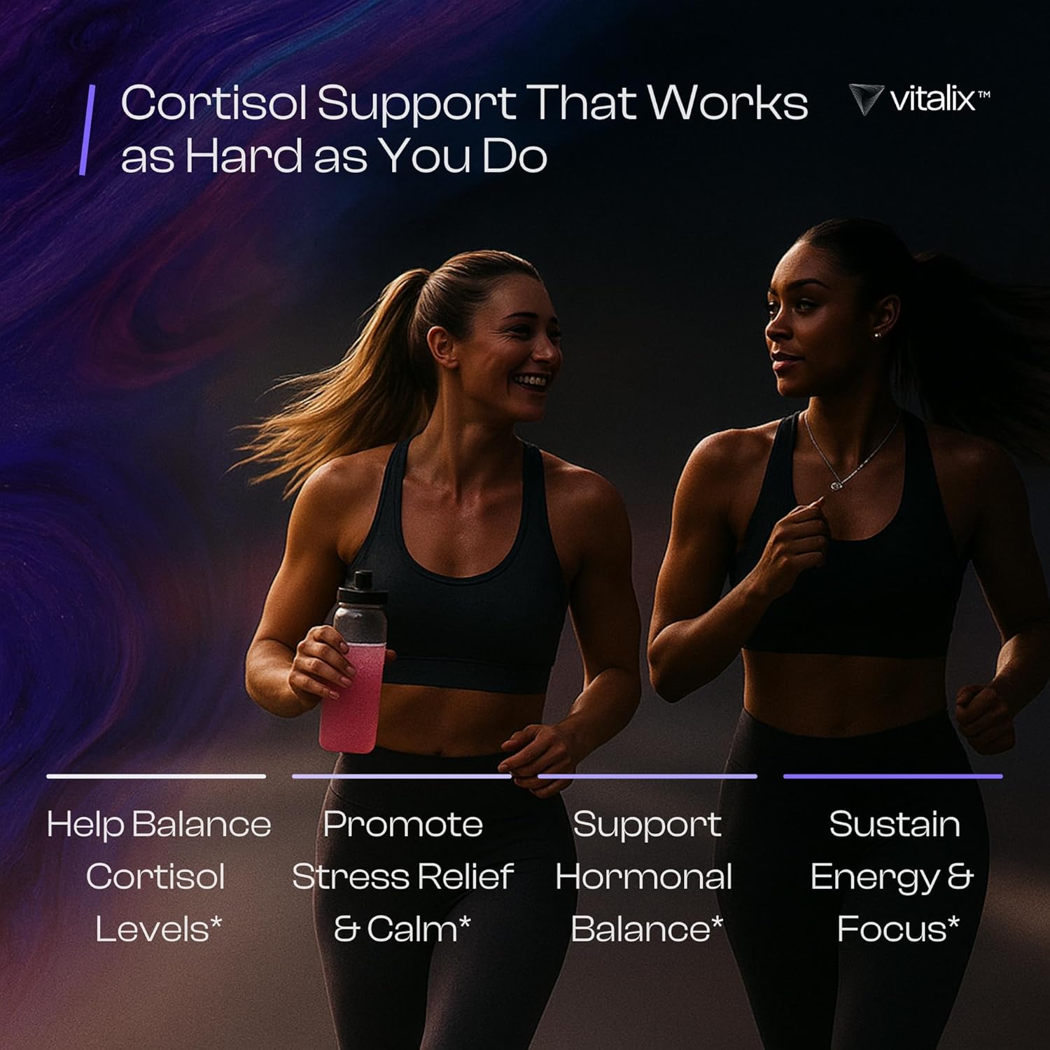 Vitalix Cortisol Cocktail–Premium Calm Drink Mix | Cortisol Supplements for Women & Men + Cortisol Detox | Ashwagandha KSM 66, Magnesium Glycinate, L Theanine | Raspberry Lemonade – 30 Servings